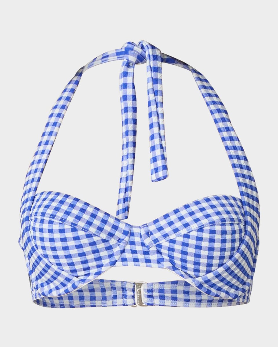 Gingham Draped Halter Bikini To